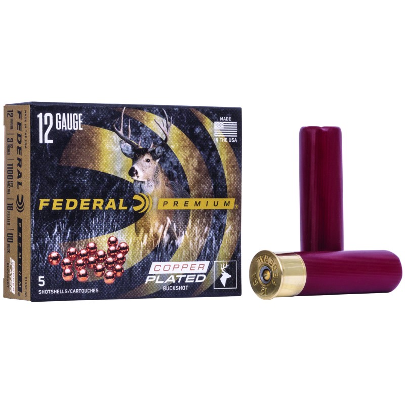 Federal P135F00 Premium Magnum 12 Gauge 3.50 18 Pellets 2 14 oz 00 Buck Shot 5 Per Box 50 Case