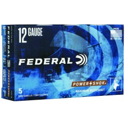 Federal F1271B PowerShok Max Buck 12 Gauge 2.75 1 Buck Shot 5 Per Box 50 Case