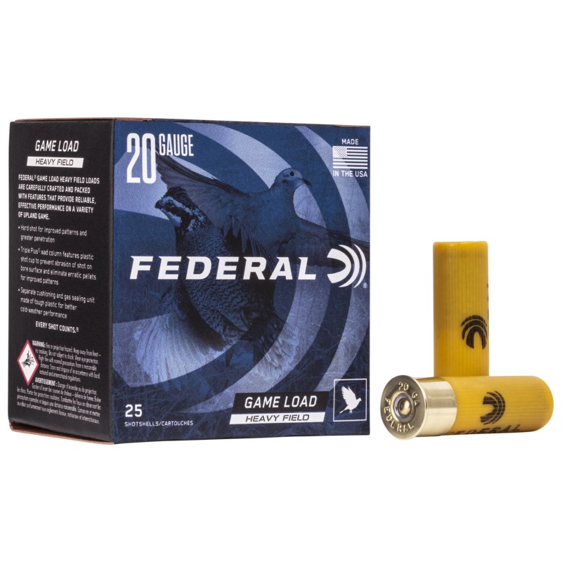 Federal H2026 GameShok Heavy Field 20 Gauge 2.75 1 oz 6 Shot 25 Per Box 10 Case