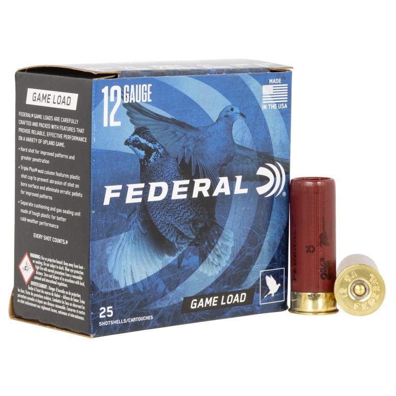 Federal H1218 GameShok Upland 12 Gauge 2.75 1 oz 8 Shot 25 Per Box 10 Case