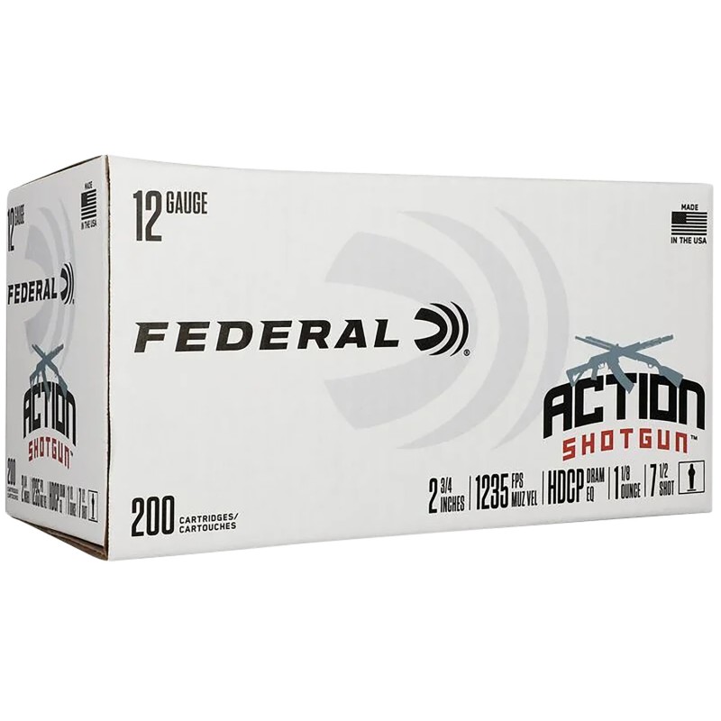 Federal AS12H75 Action Shotgun  12 Gauge 2.75 1 18 oz 7.5 Shot 200 Per Box 1 Case