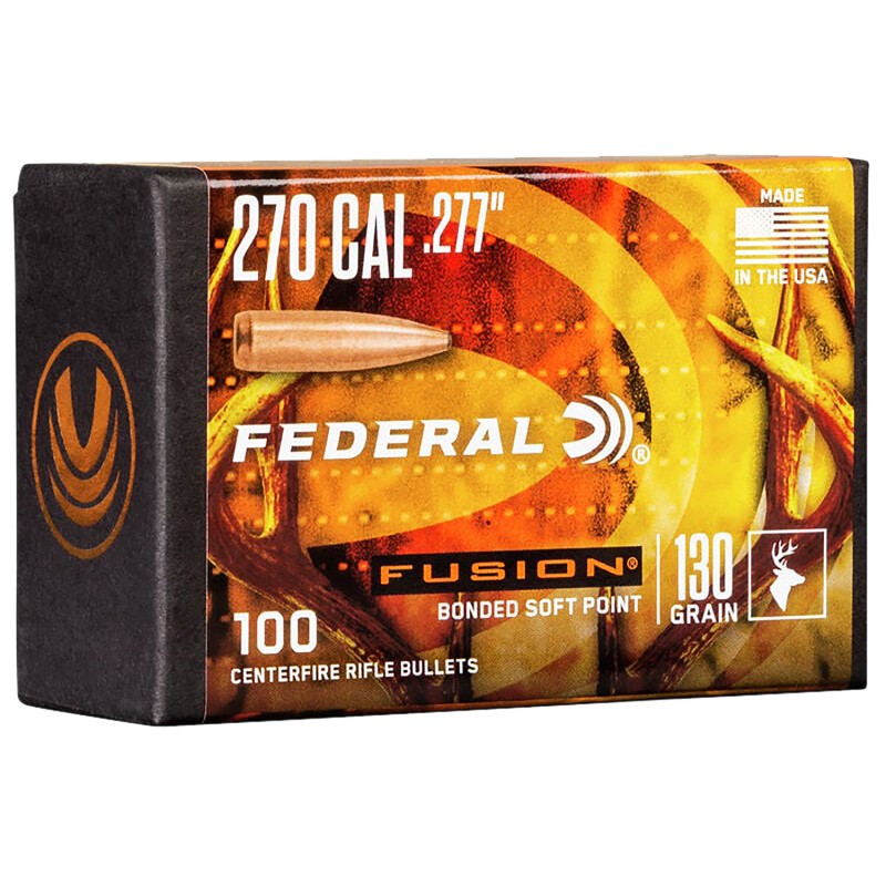 Federal FB277F2 Fusion Component  270 Win .277 130 gr Fusion Soft Point 100 Per Box 4 Case