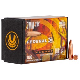 Federal FB284F1 Fusion Component  7mm .284 140 gr Fusion Soft Point 100 Per Box 4 Case