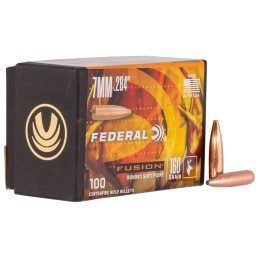 Federal FB284F3 Fusion Component  7mm .284 160 gr Fusion Soft Point 100 Per Box 4 Case