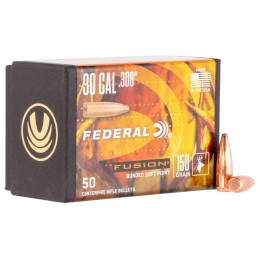 Federal FB308F1 Fusion Component  30 Cal .308 150 gr Fusion Soft Point 50 Per Box 4 Case