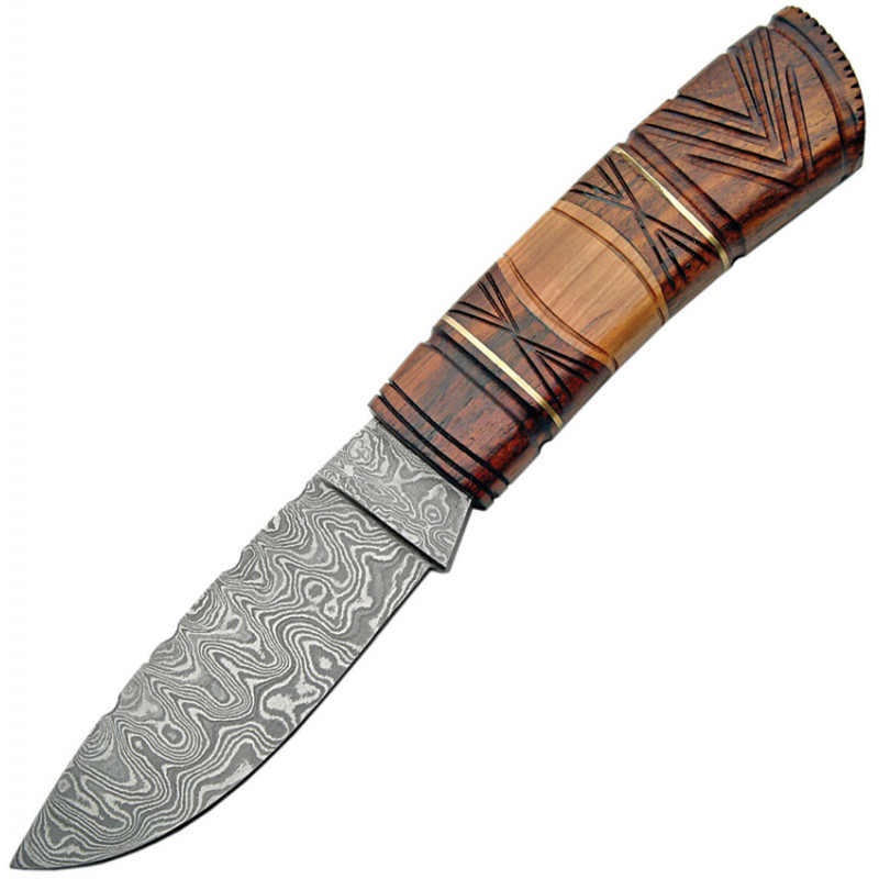 Fixed Blade Carved Wood Handle