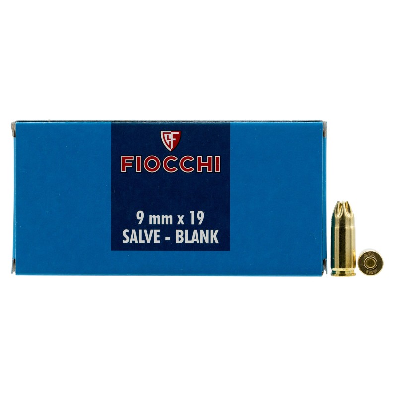 Fiocchi 9MMBLANK Pistol Blank 9mm Luger 50 Per Box 20 Case