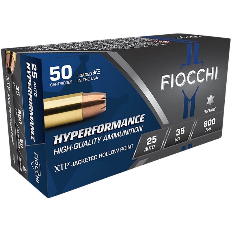 Fiocchi 25XTP Hyperformance  25 ACP 35 gr Hornady XTP Hollow Point 50 Per Box 10 Case