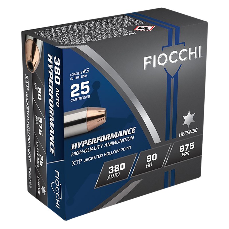 Fiocchi 380XTP25 Hyperformance  380 ACP 90 gr Hornady XTP Hollow Point 25 Per Box 20 Case