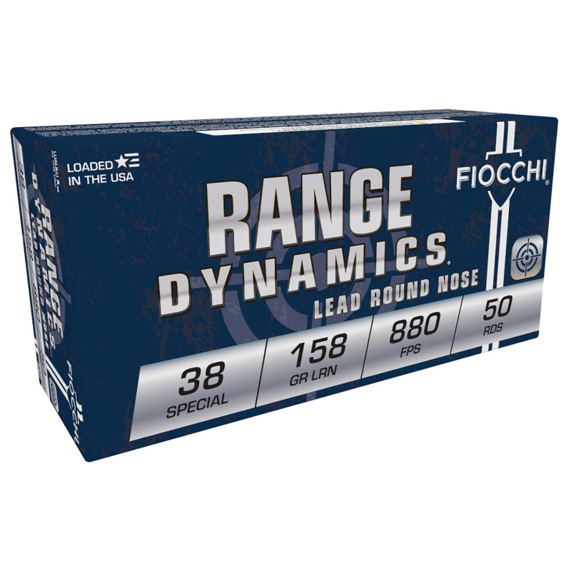 Fiocchi 38C Range Dynamics  38 Special 158 gr Lead Round Nose 50 Per Box 20 Case