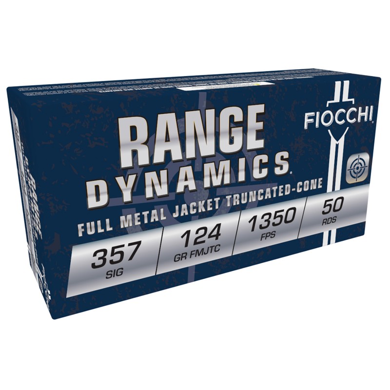 Fiocchi 357SIGAP Range Dynamics  357 Sig 124 gr Full Metal Jacket 50 Per Box 20 Case