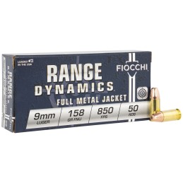 Fiocchi 9APE Range Dynamics  9mm Luger 158 gr Full Metal Jacket 50 Per Box 20 Case