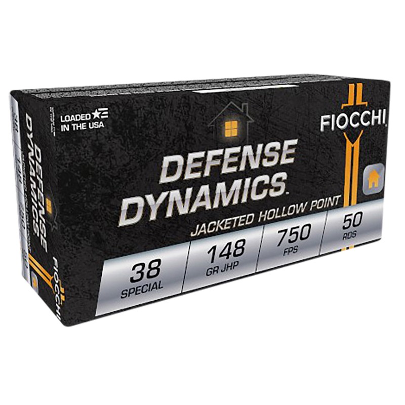 Fiocchi 38E Defense Dynamics  38 Special 148 gr Jacket Hollow Point 50 Per Box20 Case