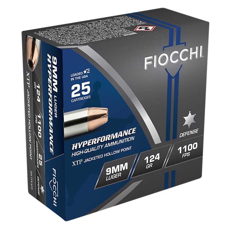 Fiocchi 9XTPC25 Hyperformance  9mm Luger 124 gr Hornady XTP Hollow Point 25 Per Box 20 Case