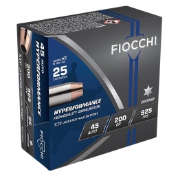 Fiocchi 45XTPB25 Hyperformance  45 ACP 200 gr Hornady XTP Hollow Point 25 Per Box 20 Case