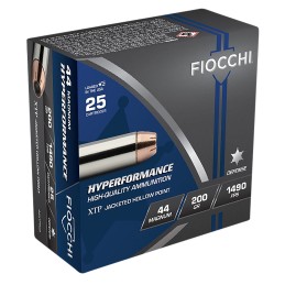 Fiocchi 44XTPB25 Hyperformance  44 Rem Mag 200 gr Hornady XTP Hollow Point 25 Per Box 20 Case