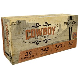 Fiocchi 38SWSHL Cowboy Action  38 SW Short 145 gr Lead Round Nose 50 Per Box 20 Case