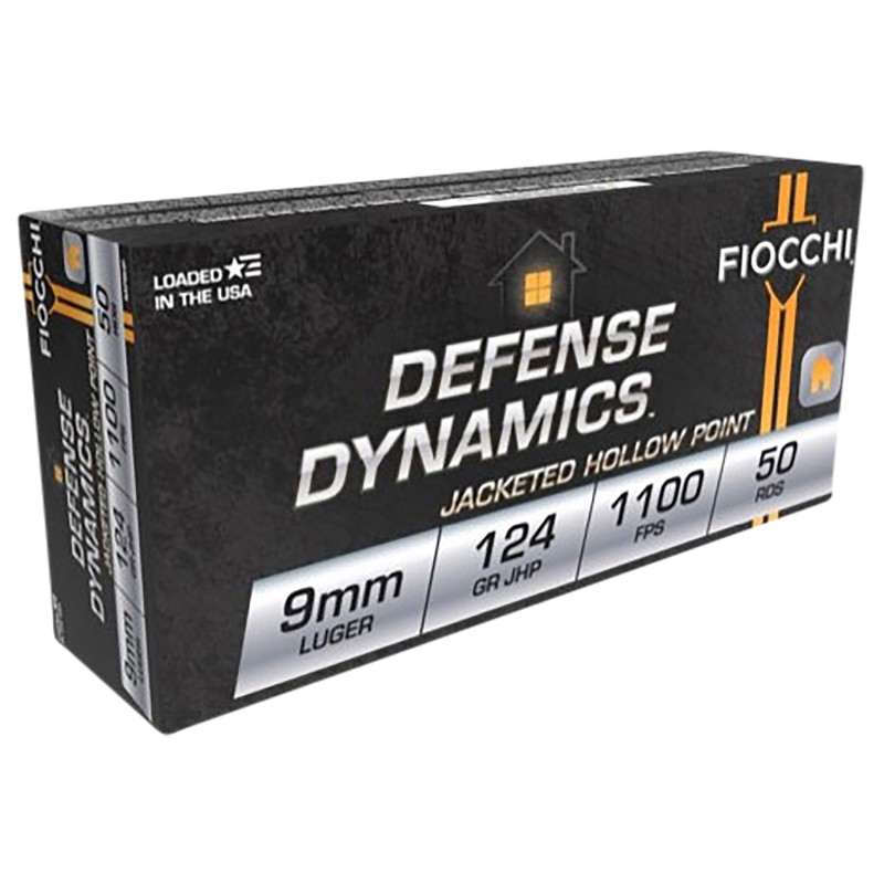 Fiocchi 9APBHP Defense Dynamics  9mm Luger 124 gr Jacket Hollow Point 50 Per Box20 Case Worn