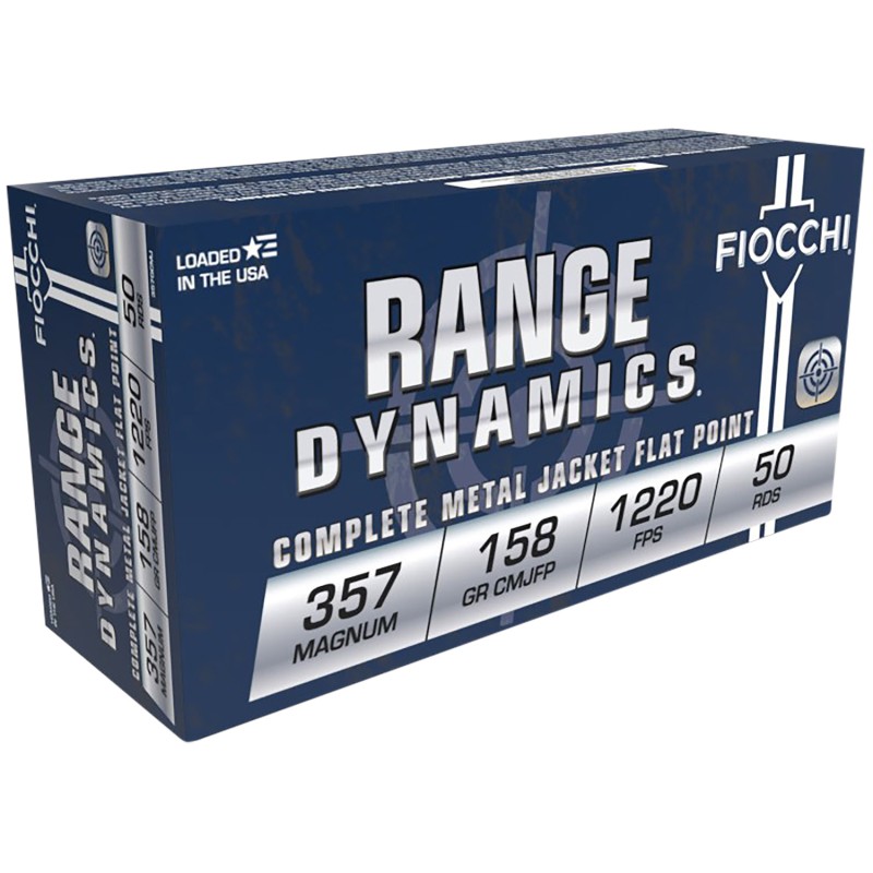 Fiocchi 357GCMJ Range Dynamics  357 Mag 158 gr Copper Metal Jacket Flat Point 50 Per Box 20 Case