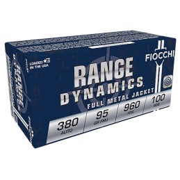 Fiocchi 380ARD10 Range Dynamics  380 ACP 95 gr Full Metal Jacket 100 Per Box 10 Case