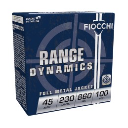 Fiocchi 45ARD100 Range Dynamics  45 ACP 230 gr Full Metal Jacket 100 Per Box 5 Case Range Pack