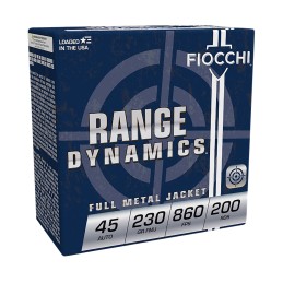 Fiocchi 45ARD Range Dynamics  45 ACP 230 gr Full Metal Jacket 200 Per Box 3 Case Range Pack