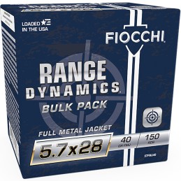 Fiocchi 57FMJ40 Range Dynamics  5.7x28mm 40 gr Full Metal Jacket 150 Per Box 3 Case