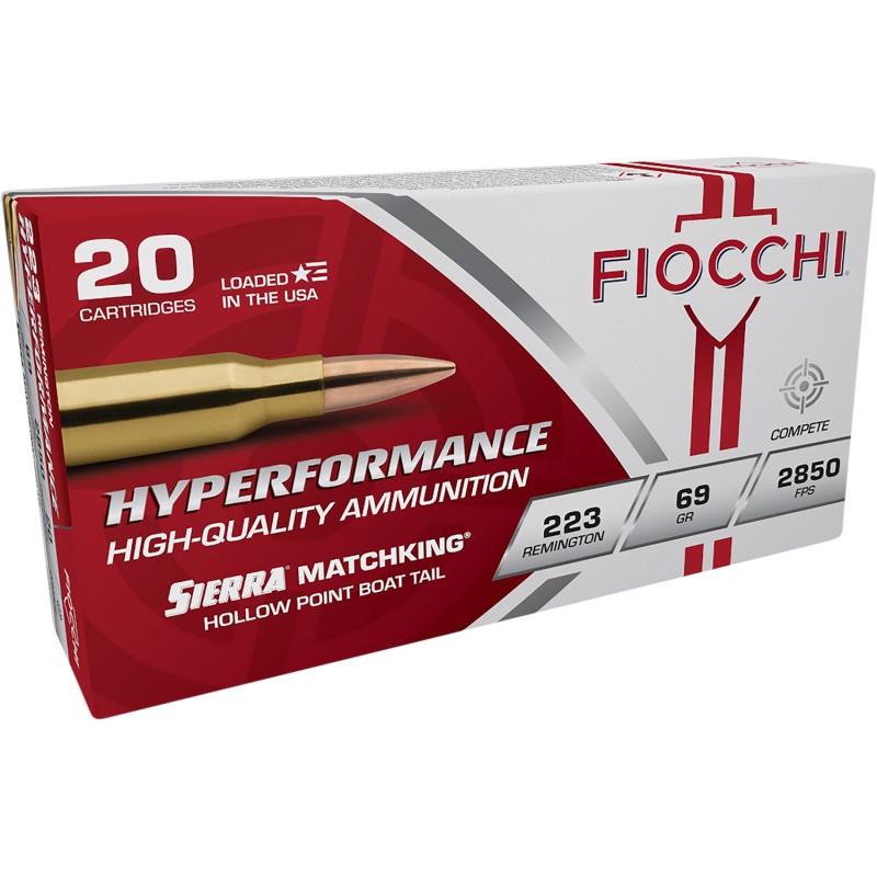 Fiocchi 223MKC Hyperformance Compete 223 Rem 69 gr Sierra MatchKing BTHP 20 Per Box 10 Case