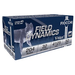 Fiocchi 204HVA Field Dynamics  204 Ruger 32 gr Hornady V Max 50 Per Box 20 Case