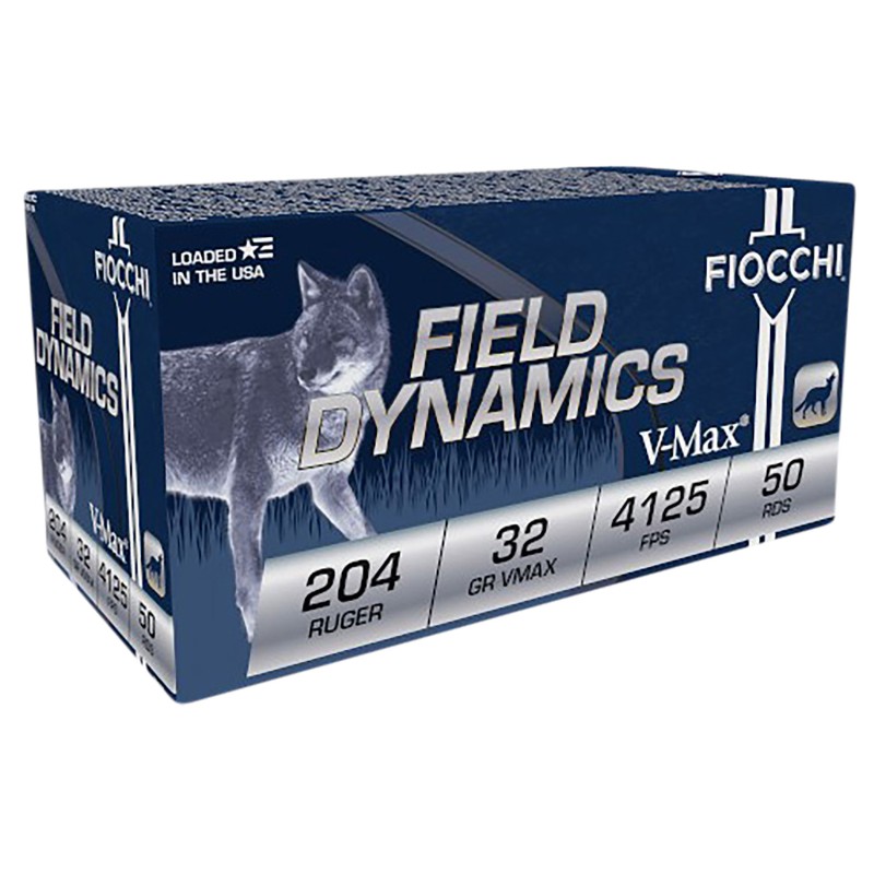 Fiocchi 204HVA Field Dynamics  204 Ruger 32 gr Hornady V Max 50 Per Box 20 Case