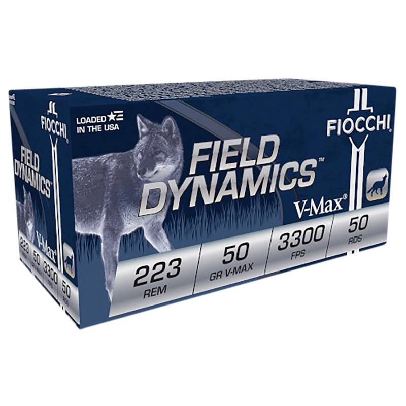 Fiocchi 223HVA50 Field Dynamics  223 Rem 50 gr Hornady V Max 50 Per Box 20 Case