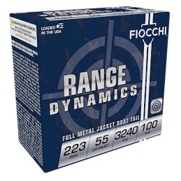 Fiocchi 223ARD10 Range Dynamics  223 Rem 55 gr Full Metal Jacket Boat Tail 100 Per Box 10 Case