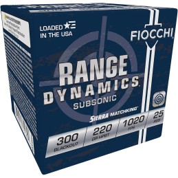 Fiocchi 300BLKMB Range Dynamics  300 Blackout 220 gr Sierra MatchKing BTHP 25 Per Box 20 Case