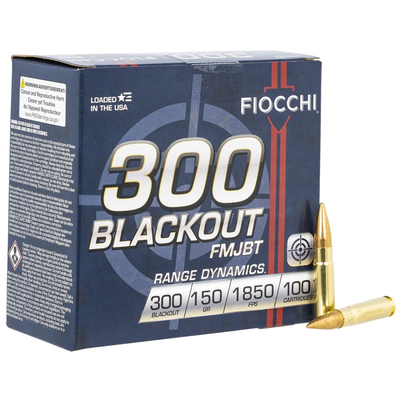 Fiocchi 300BARD1 Range Dynamics  300 Blackout 150 gr Full Metal Jacket Boat Tail 1005 Sold as a Case