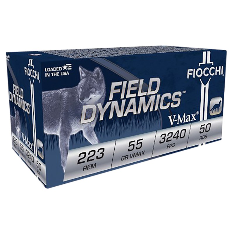 Fiocchi 223HVC50 Field Dynamics  223 Rem 55 gr Hornady V Max 50 Per Box 20 Case