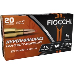 Fiocchi 65CMHSA Hyperformance  6.5 Creedmoor 129 gr Super Shock Tip 20 Per Box 10 Case