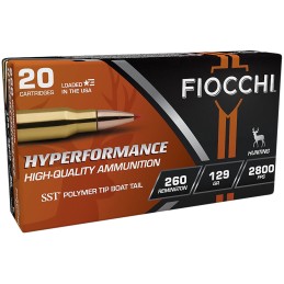 Fiocchi 260HSA Hyperformance  260 Rem 129 gr Super Shock Tip 20 Per Box 10 Case