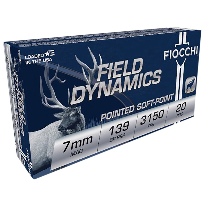 Fiocchi 7RMA Field Dynamics  7mm Rem Mag 139 gr Pointed Soft Point 20 Per Box 10 Case