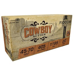 Fiocchi 4570A Cowboy Action  4570 Gov 405 gr Lead Round Nose Flat Point 20 Per Box 10 Case