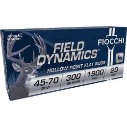 Fiocchi 4570B Field Dynamics  4570 Gov 300 gr Hollow Point Flat Nose 20 Per Box 10 Case