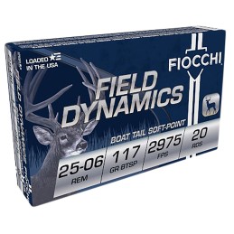 Fiocchi 2506B Field Dynamics  2506 Rem 117 gr Pointed Soft Point 20 Per Box 10 Case