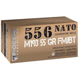 Fiocchi 556M193L   5.56 NATO 55 gr Full Metal Jacket Boat Tail 50 Per Box 20 Case