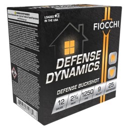 Fiocchi 12EX9P Defense Dynamics Defense Buckshot 12 Gauge 2.75 25 Per Box 10 Case