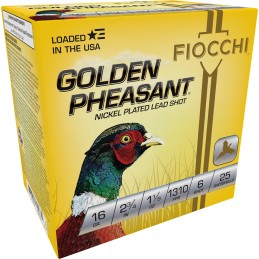 Fiocchi 16GP6 Golden Pheasant Extrema 16 Gauge 2.75 1 18 oz 6 Shot 25 Per Box 10 Case