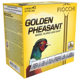 Fiocchi 203GP4 Golden Pheasant Extrema 20 Gauge 2.75 1 14 oz 4 Shot 25 Per Box10 Case