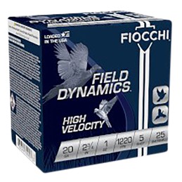 Fiocchi 20HV5 Field Dynamics High Velocity 20 Gauge 2.75 1 oz 5 Shot 25 Per Box 10 Case