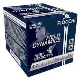 Fiocchi 410HV9 Field Dynamics High Velocity 410 Gauge 3 1116 oz 9 Shot 25 Per Box 10 Case