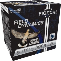 Fiocchi 28GT8 Field Dynamics Dove  Quail 28 Gauge 2.75 34 oz 8 Shot 25 Per Box 10 Case