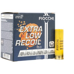 Fiocchi 20LITE75 Exacta Target Low Recoil Trainer 20 Gauge 2.75 34 oz 7.5 Shot 25 Per Box 10 Case