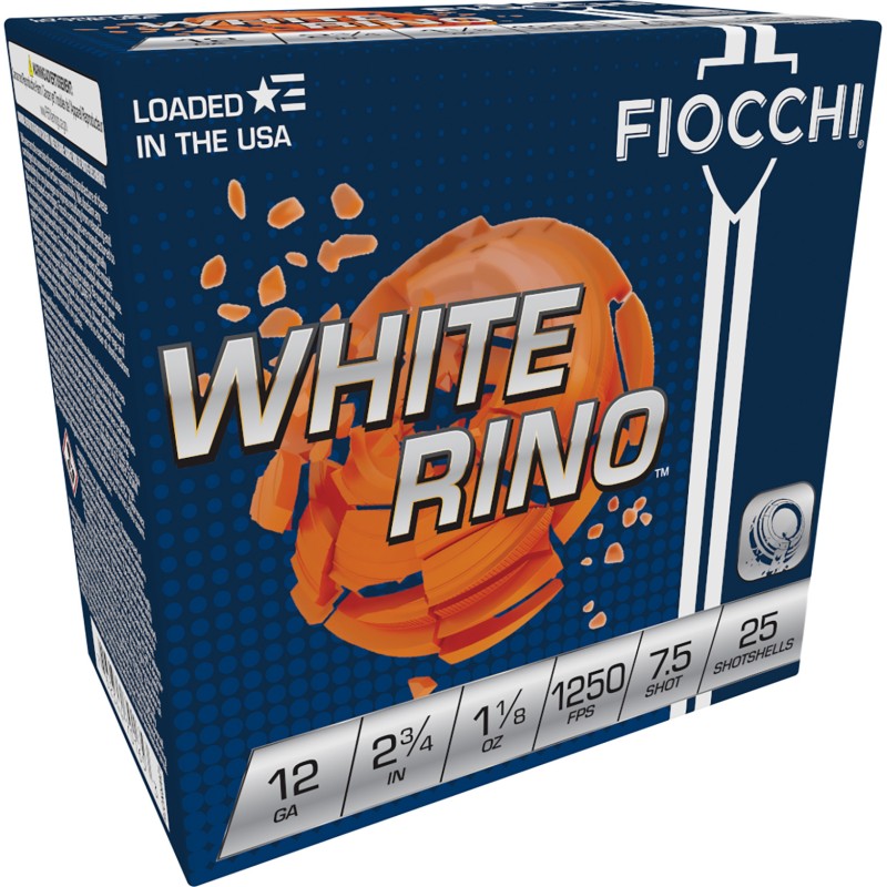 Fiocchi 12WRNO75 Exacta Target White Rino Target 12 Gauge 2.75 1 18 oz 7.5 Shot 25 Per Box 10 Case